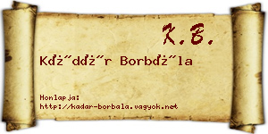 Kádár Borbála névjegykártya