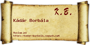 Kádár Borbála névjegykártya
